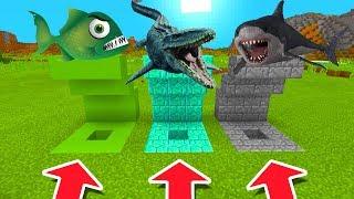 Minecraft PE : DO NOT CHOOSE THE WRONG HOLE! (Piranha, Mosasaurus & Megalodon)