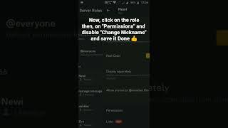 How to disable Change Nickname permission in a role in Discord Mobile #roduz #discord #howto #how