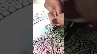 Doodle Mandala in Watercolor Background ️️ #art #mandala #drawing #doodle #watercolor