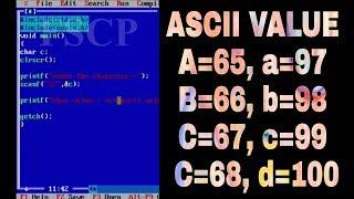 printing ASCII value of a character given by user in C program[HINDI]