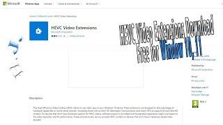 HEVC Video Extensions Download Free for Window 10, 11