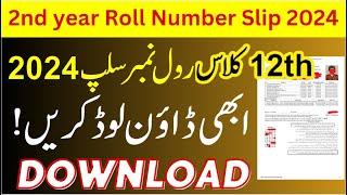 12th Class Roll Number Slip 2024, 2nd Year Roll Number Slips 2024, Intermediate Roll No Slip 2024