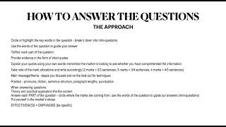 English Paper 1 - How to Approach a Comprehension