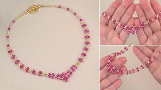 Step-by-Step Crystal Beads Necklace Making Tutorial: DIY Beautiful Beaded Necklace Design for Girls