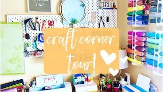 How to Store Craft Supplies in a TINY SMALL SPACE | CRAFT CORNER TOUR!