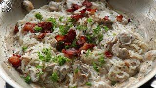 KETO RECIPE: Bacon & Mushroom Pasta