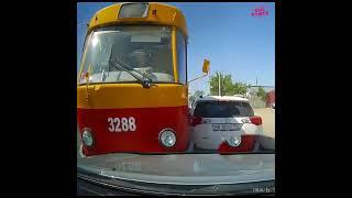 A tram was running through the city.