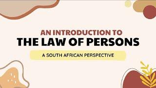 Introduction to the Law of Persons