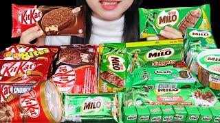 KITKAT VS MILO BATTLE ASMR  KITKAT BAR, MILO ICE CREAM, KITKAT BITES, MILO NUGGETS, CUBES, CHUNKY