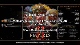 AoE2 DE: Scout Rush vs Extreme AI 1v1 Arabia