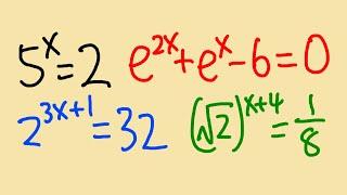 How to solve exponential equations (10 examples from easy to hard!)