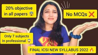 ICSI New Syllabus 2022 | NO MCQs |Only 7 subjects  New subjects added| Applicability?Neha Patel