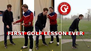 First GOLF LESSON ever! - This guy NEVER hit a golf ball in his life!