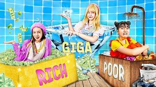 Poor Vs Rich Vs Giga Rich At The Swimming Pool - Funny Stories About Baby Doll Family