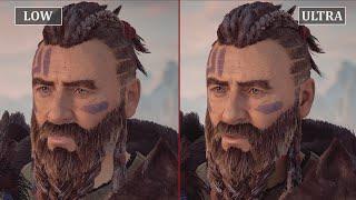 Horizon Zero Dawn Low vs Ultra Graphics Comparison (PC 1080P 60FPS)