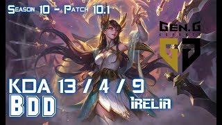 Gen BDD IRELIA vs TALON Mid - Patch 10.1 KR Ranked