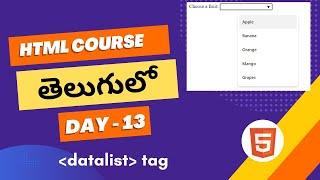 Data List tag in HTML  | Autocomplete input field in javascript | HTML for beginners in Telugu #html