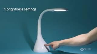 OttLite Creative Curves LED Desk Lamp   Table Lamp, Task Lamp   2 1A USB Charging Port, 4 Brightness