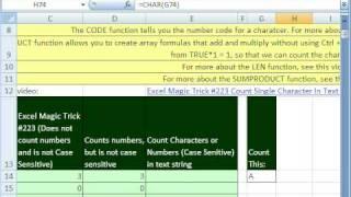 Excel Magic Trick 288: Count Character or Nums. In Text String