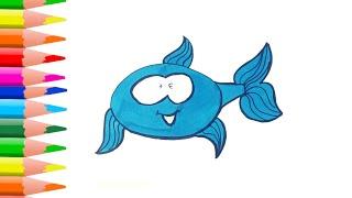 How to draw a cute blue fish /#drawing #drawpicture #drawfish #drawforchildren #drawforbeginners