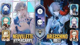 New 5.4 Spiral Abyss Floor 12 | C1 Neuvillette Hypercarry & C1 Arlecchino Melt | Genshin Impact