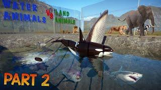 Water Animals VS Land Animal Race in Planet Zoo included Elephant, Dolphin, Whale, & Liger [Part 2]