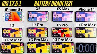 IOS 17.5.1 iPhone Battery Life Test in 2024 8,XS,XS Max,11,12,12 Pro,13 Pro,11 PM,12 PM,13 PM ,14 PM