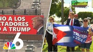 Trump supporters protest controversial billboard comparing him to Castro