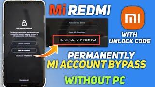 Mi Account Free Bypass Permanently With Unlock Code Without PC Mi Redmi 8 Mi Account Forgot 100% New