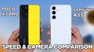 POCO X7 Pro vs Samsung A55 SPEED TEST & CAMERA Comparison | Zeibiz