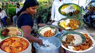 Cheapest RoadSide Unlimited Meals | Indian Street Food | #Meals #Vegmeals #NonVegMeals/wourld famous