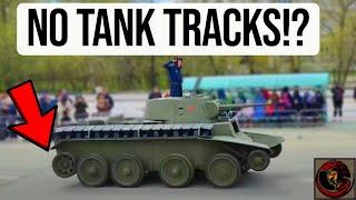 Military parade without tank tracks