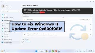 How to Fix Install Error 0x800f081f on Windows 11