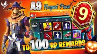 A9 ROYAL PASS//1 TO 100 RP REWARDS // ACE 9 ROYAL PASS LEAKS ( A9 ROYAL PASS PUBG MOBILE/BGMI )