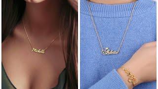 Latest Gold Chain with Customised Name Pendant Gold Chains #jewelfashion #goldchains