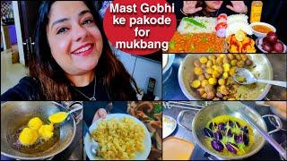 Gobhi Ke Pakode for Mukbang | Rajma chawal, mac&cheese, baingan aloo masala | Cooking #vlogs PV23