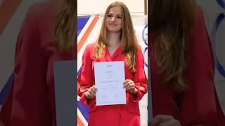 Princess Leonor proudly showcases her diploma.  #princessleonor #leonor #Letizia #viralreels