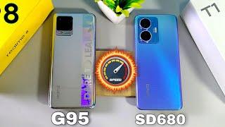 Vivo T1 44W Vs Realme 8 Speed Test | Helio G95 Vs SD680 Speed Test | Realme 8 Vs Vivo T1 44W Speed