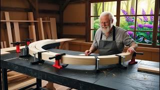 Incredible! 70-Year-Old Carpenter Crafts Stunning Lazy Chair & Coffee Table from Thin Wooden Slices