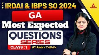 IRDAI Grade A/ IBPS SO 2024 | GA Most Expected Questions #1 | GA By Pinky Yadav