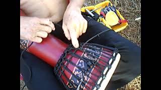 How to tighten a Goat Skin Drum Head. Timekeeper tightens a Toca.