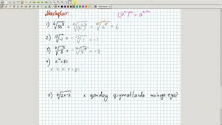 Natural ko'rsatkichli darajaning arifmetik ildizi va uning xossalariga misollar. Algebra 8. 11-dars