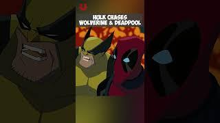 Hulk Chases Wolverine and Deadpool 