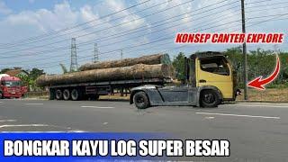 bongkar muatan kayu Merbau super besar || bahan bak truk irsyad putra karoseri