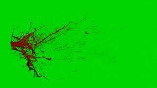 Grosse giclée de sang rapide fond vert, big blood burst green screen