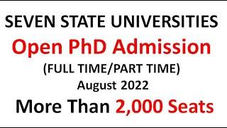 PhD Admission Notifications in Seven State Universities | More than 2000 Vacant Seats | PG/UGC NET