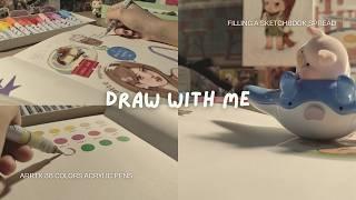 Draw with me!  trying out Arrtx 36 colors acrylic paint pens and sketchbook