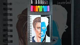 Drawing Johnny Depp But In 2 Different Styles! Part 2 Inverted Colors! #shorts