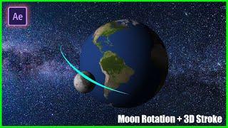 Space Scene in After Effects: Earth and Moon Rotation with 3D Stroke