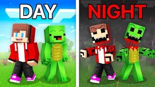 JJ and Mikey Became Scary at Night Battle DAY VS NIGHT Challenge - Maizen Parody Video in Minecraft